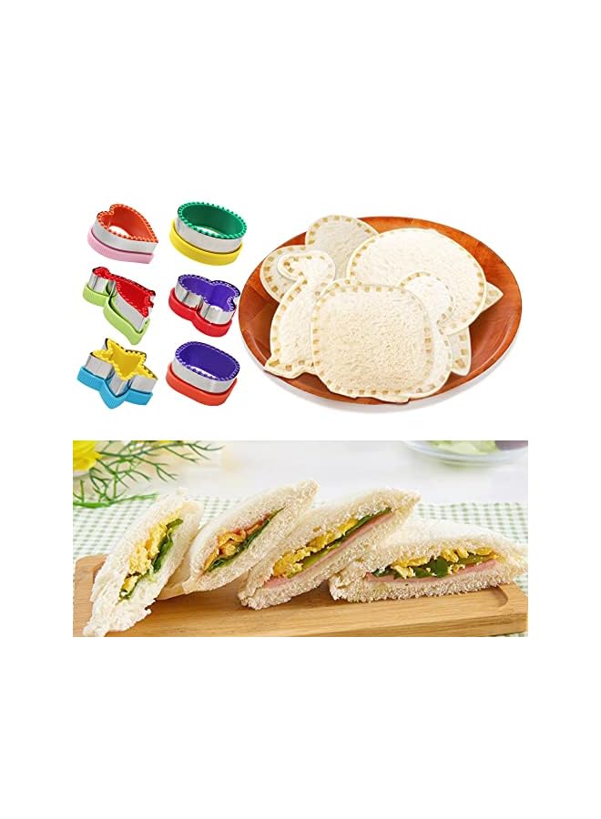 Raxoom Pcs Sandwich Cutter Set, FineGood Sandwich Cutter and Sealer Cookie Cutters Vegetable Fruit Cutters Shapes for Kids with Food Picks Brush - Image 3