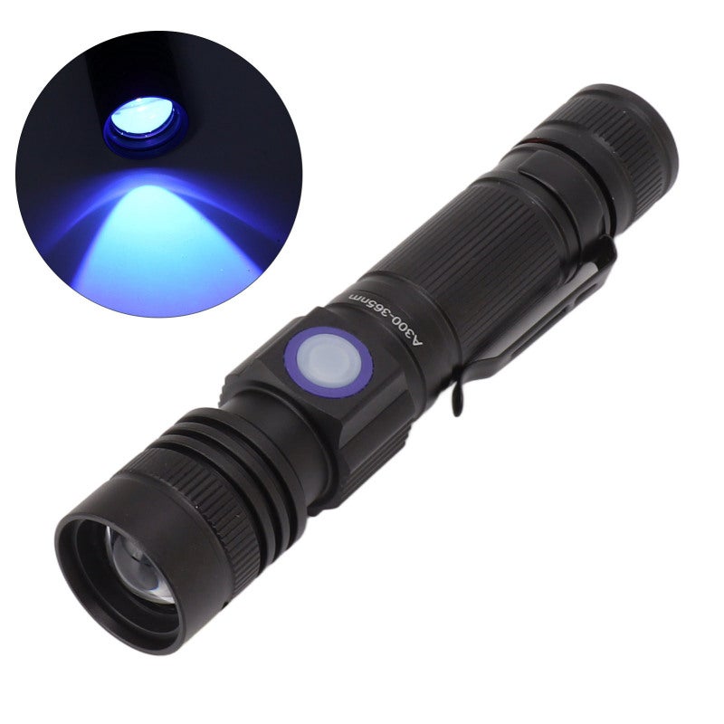 365nm Uv Flashlight Usb Rechargeable Aluminum Body Ipx4 Waterproof - Clip Design Portable Handheld Uv Flashlight For Resin Curing Pet Urine Detection Home And Industrial Use - Image 2