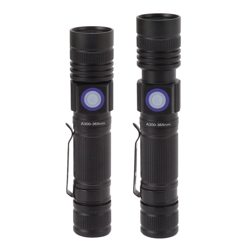 365nm Uv Flashlight Usb Rechargeable Aluminum Body Ipx4 Waterproof - Clip Design Portable Handheld Uv Flashlight For Resin Curing Pet Urine Detection Home And Industrial Use - Image 1