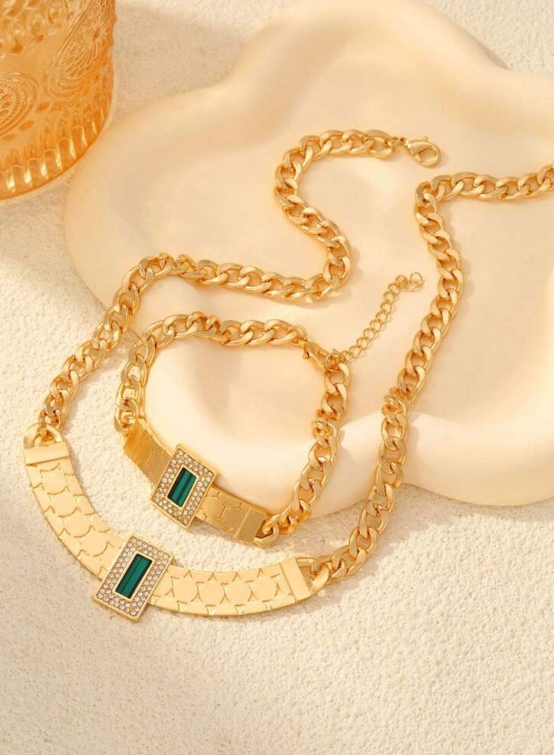 إيكوال طقم اكسسوارات نسائي أنيق مطلي باللون الذهبي - Image 1