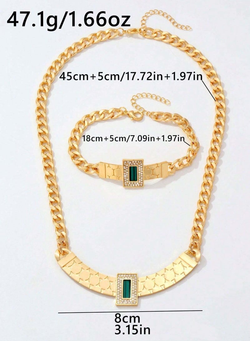 إيكوال طقم اكسسوارات نسائي أنيق مطلي باللون الذهبي - Image 2