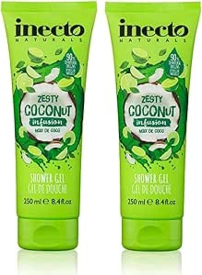 2X Inecto Zesty Coconut Infusion Shower Gel 250Ml, Lime & Mint