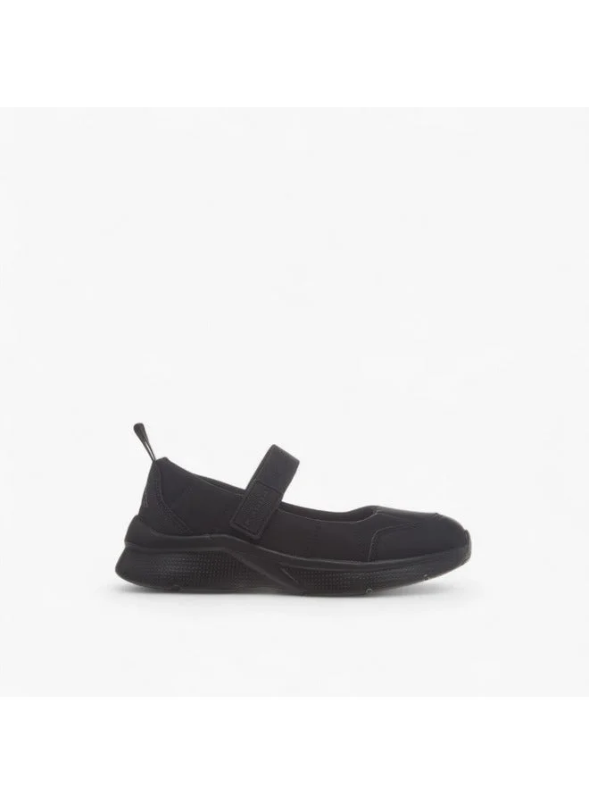 Girls' Pull Tab Detail School Shoes with Hook and Loop Closure