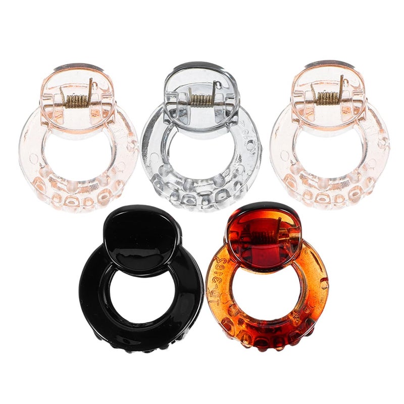 Lurrose 5pcs Mini Round Hair Claw Clips Small Octopus Clips Non Slip Hair Clips for Women Girls