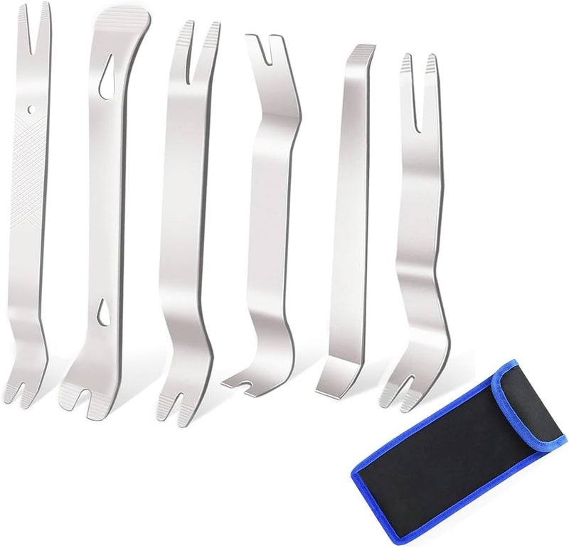 Hibucuo 6 Piece Trim Wedges + Lever Tool Car Set Made of Stainless Steel, Heavy Duty Car Disassembly Tools Set; Trim Tool - Door Trim Tool, Edeöweile Car, Car Trim Tool - Image 1