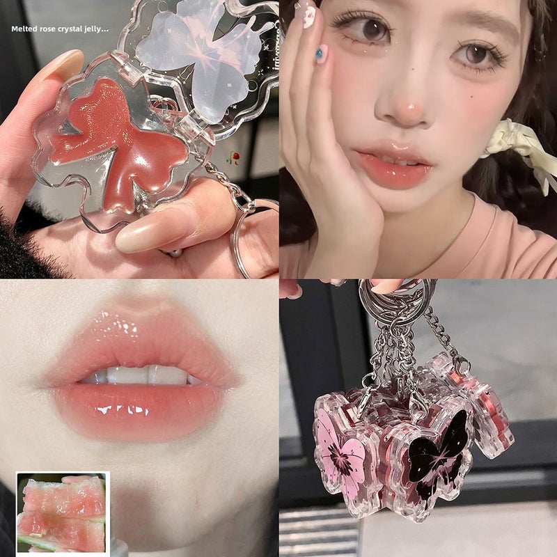 Cappuvini erfly Glossy Lip Honey Dewy Student Lip Glaze Lipstick 3B# Watermelon Floating Color