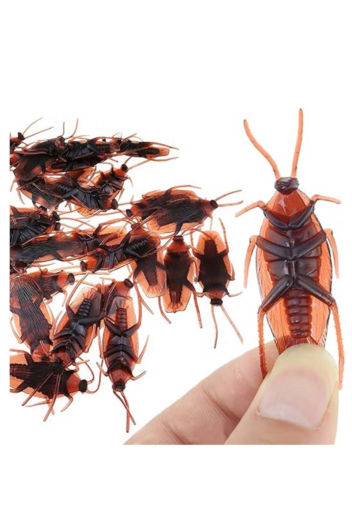 Unewshi Pretty Realistic Fake Roaches 50PCS, Fake Cockroaches Great Way to Play a Prank, Faux Cockroaches Lifelike Creepy Perfect for Halloween & prank - Image 1