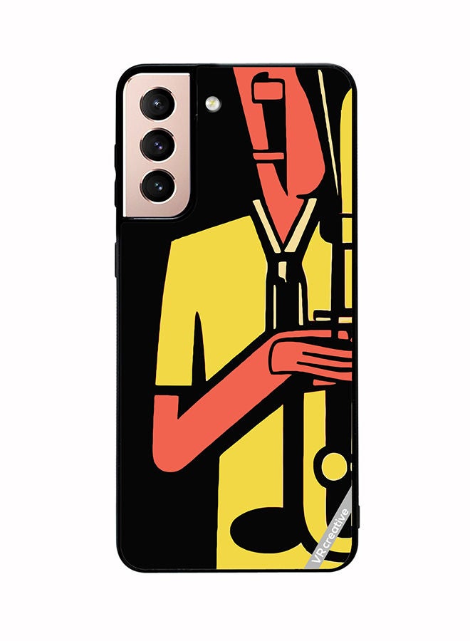 VR CREATIVE Protective Case Cover For Samsung Galaxy S21 Plus 5G Jazz Trumpeter Design Multicolour - Image 1
