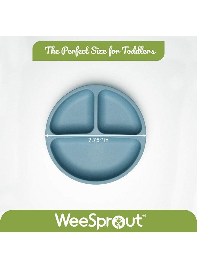 WeeSprout Suction Plates With Lids For Babies & Toddlers, 100% Silicone Dinnerware Stays Put, Divided Design For Picky Eaters, Microwave & Dishwasher Friendly, 3 Pack (Matte Pink, Purple, Blush Pink) - Image 3