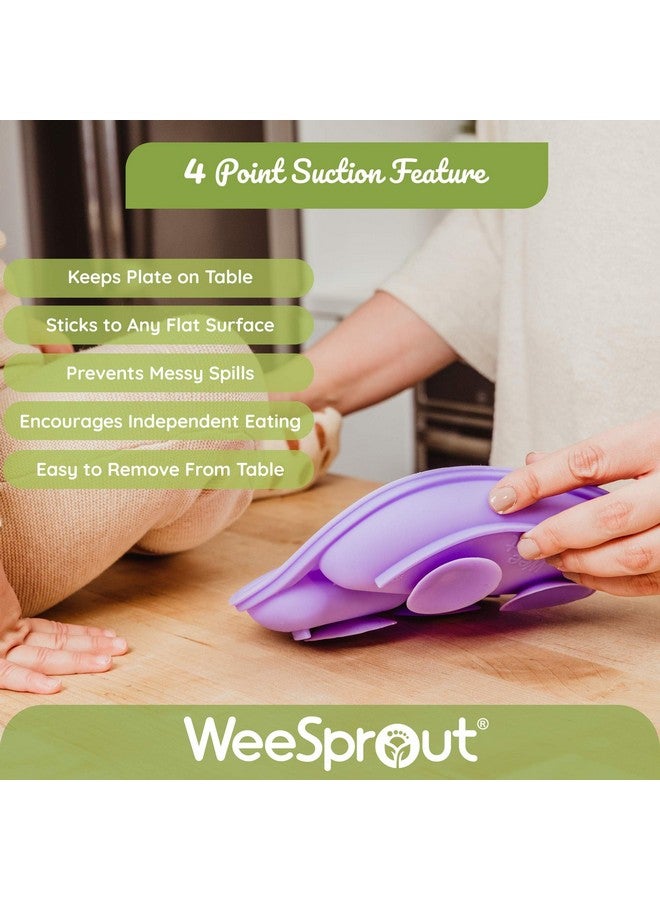 WeeSprout Suction Plates With Lids For Babies & Toddlers, 100% Silicone Dinnerware Stays Put, Divided Design For Picky Eaters, Microwave & Dishwasher Friendly, 3 Pack (Matte Pink, Purple, Blush Pink) - Image 4