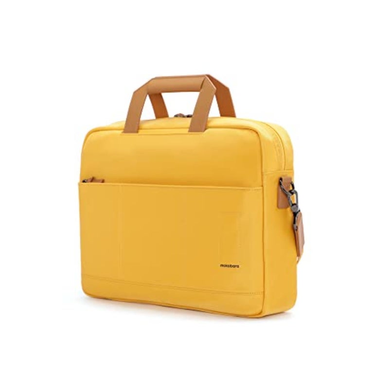 Business briefcase with adjustable shoulder strap, vegan leather, black, water-resistant and fits up to 15.6-inch laptops - Image 1