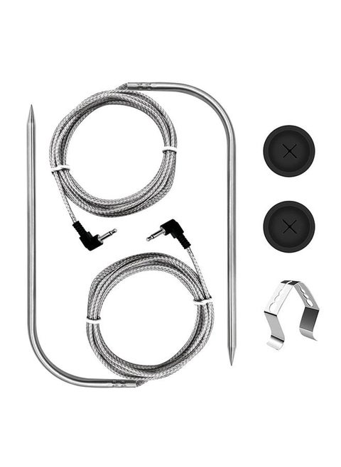 Upgraded 2-Pack Temp Meat Probe Replacement for Char-Griller Gravity Fed 980 Charcoal Grill, 3.5mm Plug Thermometer Probe Parts with Probe Grommets and Probe Clip