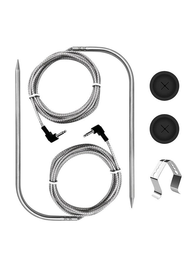 Bluejw - Upgraded 2-Pack Temp Meat Probe Replacement for Char-Griller Gravity Fed 980 Charcoal Grill, 3.5mm Plug Thermometer Probe Parts with Probe Grommets and Probe Clip - Image 1
