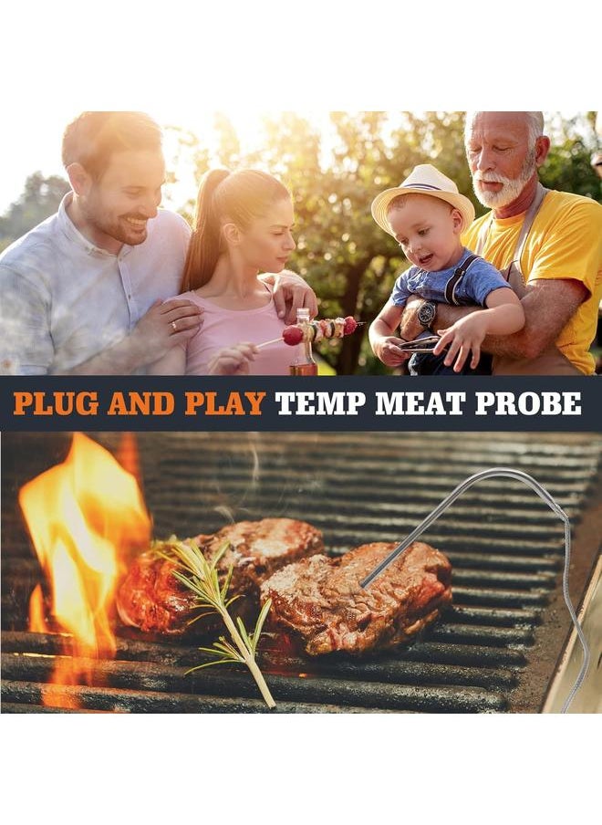 Bluejw - Upgraded 2-Pack Temp Meat Probe Replacement for Char-Griller Gravity Fed 980 Charcoal Grill, 3.5mm Plug Thermometer Probe Parts with Probe Grommets and Probe Clip - Image 1