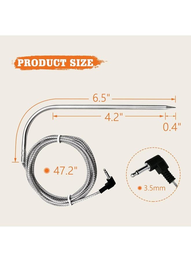 Bluejw - Upgraded 2-Pack Temp Meat Probe Replacement for Char-Griller Gravity Fed 980 Charcoal Grill, 3.5mm Plug Thermometer Probe Parts with Probe Grommets and Probe Clip - Image 1