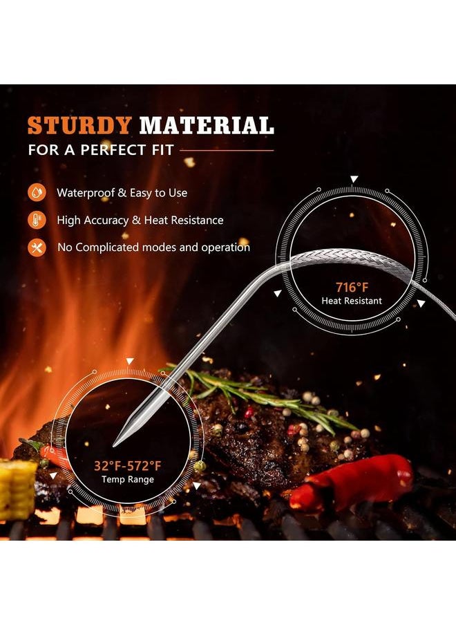 Bluejw - Upgraded 2-Pack Temp Meat Probe Replacement for Char-Griller Gravity Fed 980 Charcoal Grill, 3.5mm Plug Thermometer Probe Parts with Probe Grommets and Probe Clip - Image 1