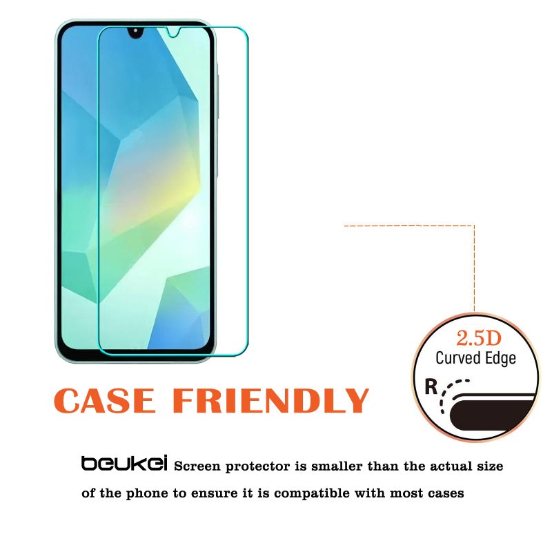 beukei (3 Pack) Designed for Samsung Galaxy A16 5G / 4G Screen Protector Tempered Glass, 9H Hardness - Image 4