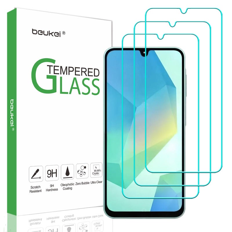 beukei (3 Pack) Designed for Samsung Galaxy A16 5G / 4G Screen Protector Tempered Glass, 9H Hardness - Image 1
