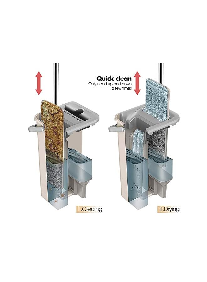 IAF Bucket System 360° Rotating Head Squeeze Flat Mop with 8pcs Microfiber Replacement Mop Pads Mop Set for Hardwood Floor Cleaning Masthome - Image 3