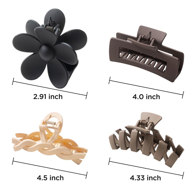 Sunolga 8PCS Hair Clips for Women, Flower Claw Clips for Thick Hair, Non-Slip Hair Accessories - 4 Styles, Neutral Colors Hair Clips and Variety Pack, Ideal for Girls - Image 2