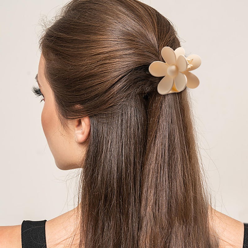 Sunolga 8PCS Hair Clips for Women, Flower Claw Clips for Thick Hair, Non-Slip Hair Accessories - 4 Styles, Neutral Colors Hair Clips and Variety Pack, Ideal for Girls - Image 4