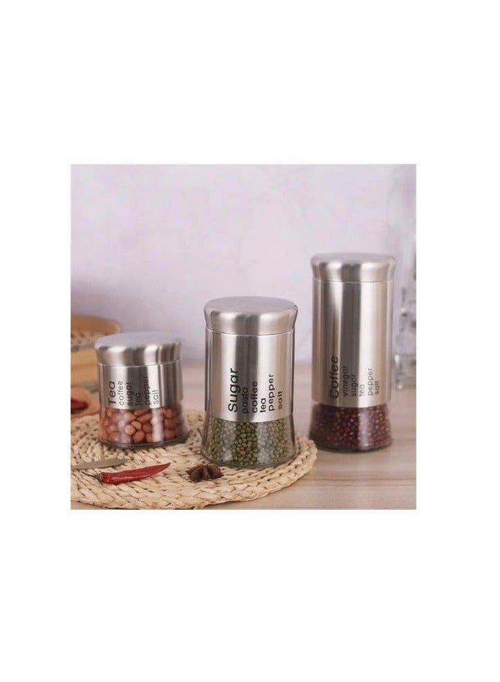 eces Stainless Steel Storage Jar Set, Airtight Glass Tank, Grain Tea Tank, Moisture-Proof, Light Fruit Powder, Dried Fruit Storage Box, Coffee Tank - Image 1