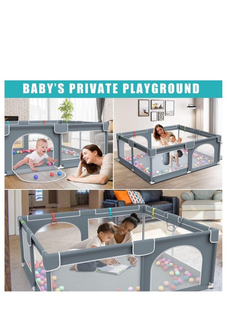 Golden Baby Playpen,200*180cm Playpen for Toddlers, with Door and Suction Cup, Baby Safe Activity Center, Medium Size Playpen, Baby Bumper Foam Playpen with Breathable Mesh, Safe Playpen for Toddlers (Dark Gray) - Image 5