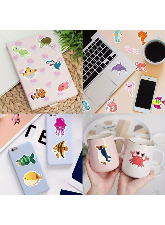 Kandid 50pcs Marine Life Cartoon Stickers – Ocean Creature Decals for Phone Case, Notebook & Water Bottle (Ocean Life) - Image 4