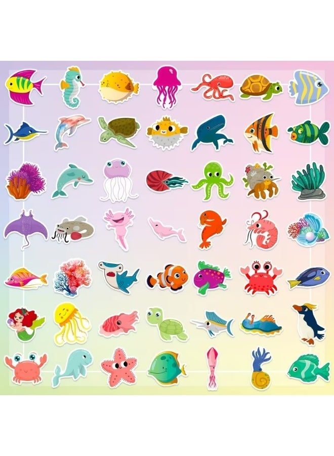 Kandid 50pcs Marine Life Cartoon Stickers – Ocean Creature Decals for Phone Case, Notebook & Water Bottle (Ocean Life) - Image 5