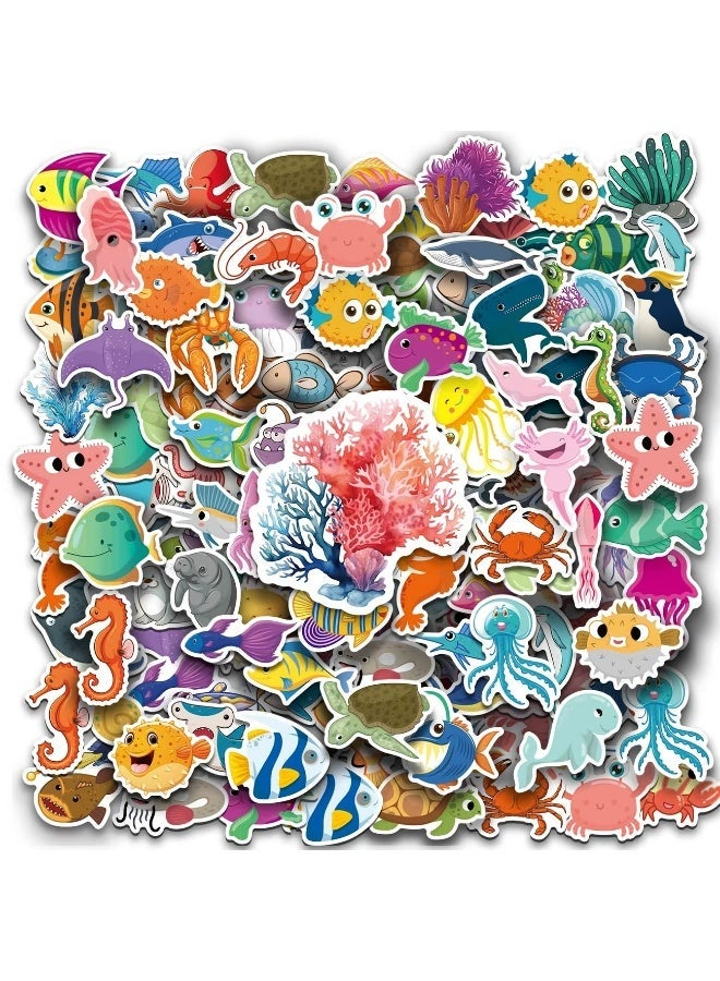 Kandid 50pcs Marine Life Cartoon Stickers – Ocean Creature Decals for Phone Case, Notebook & Water Bottle (Ocean Life) - Image 1