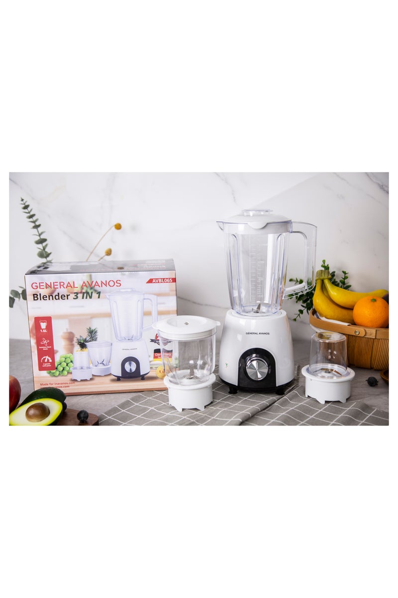 AVANOS 3 in 1 Blender Table Top 1.6 Litres Jar 2 Speed with Pulse Knob, Chopper & Grinder Jar - Image 2