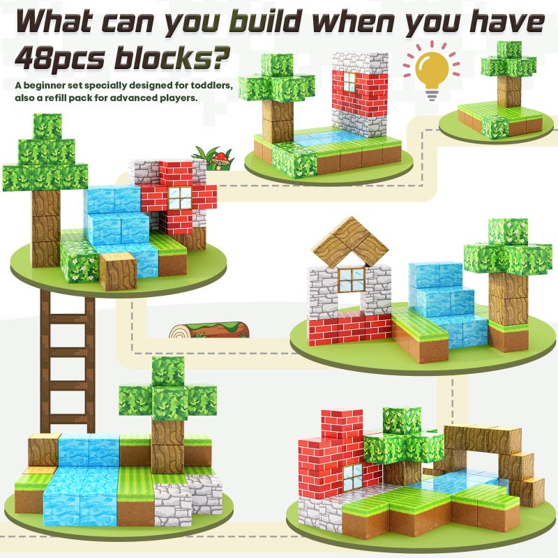 Toylogy الكتل المغناطيسية لبناء المناجم المغناطيسية عالم الألعاب المغناطيسية للبنين والبنات العمر 3-4 4-5 6-8 ألعاب حسية مونتيسوري الجذعية للهدايا الصغار لمدة 3+ سنوات من ألعاب البناء - Image 5