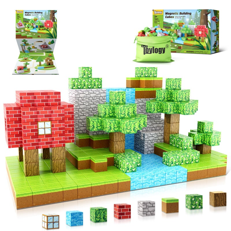Toylogy الكتل المغناطيسية لبناء المناجم المغناطيسية عالم الألعاب المغناطيسية للبنين والبنات العمر 3-4 4-5 6-8 ألعاب حسية مونتيسوري الجذعية للهدايا الصغار لمدة 3+ سنوات من ألعاب البناء - Image 1