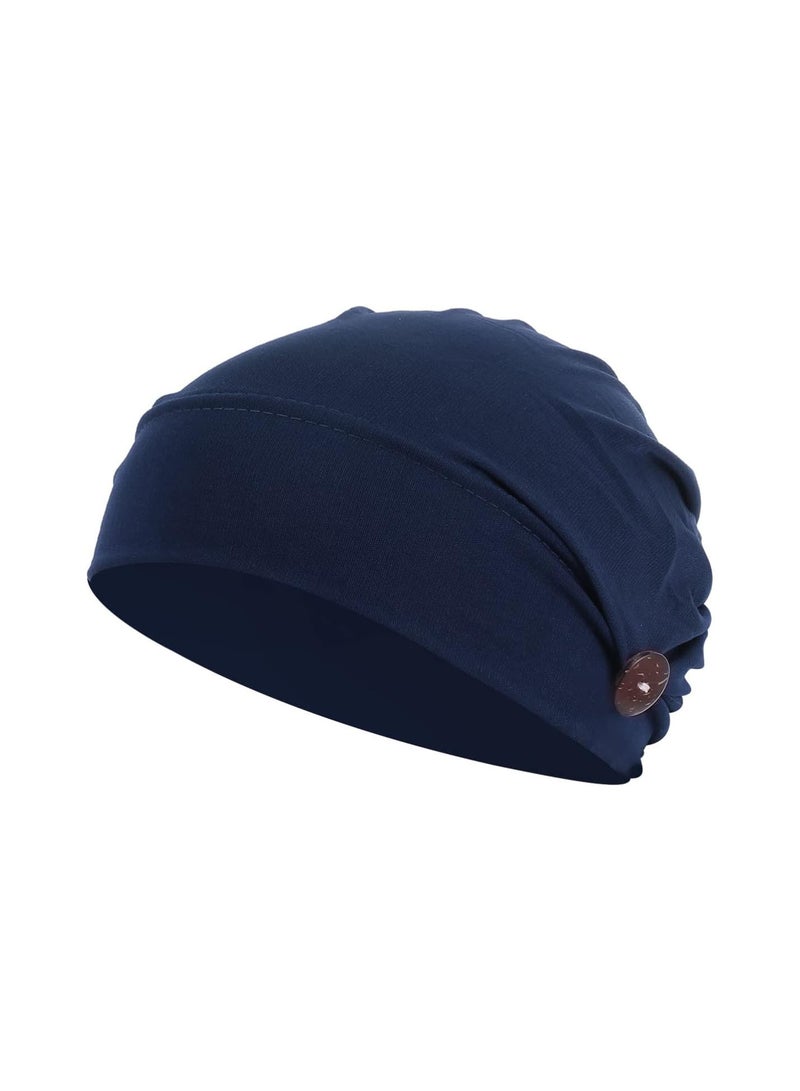 GGOOT Turban Cap with Button Bouffant Caps Night Sleeping Caps Bonnet Slouchy Snood Hat Beanie Chemo Caps Headwear Head Cover Scrub Cap for Women Girls - Image 1