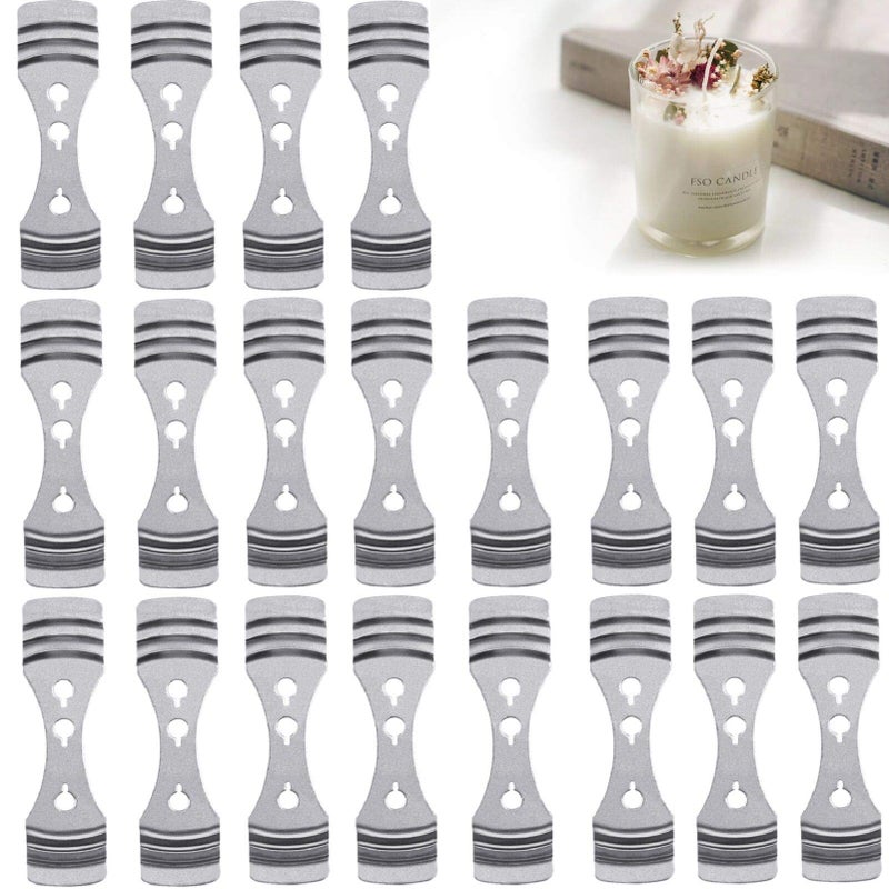 DINGPAI 20pcs Metal Candle Wick Centering Devices, Silver Stainless Steel Candle Wick Holder - Image 1