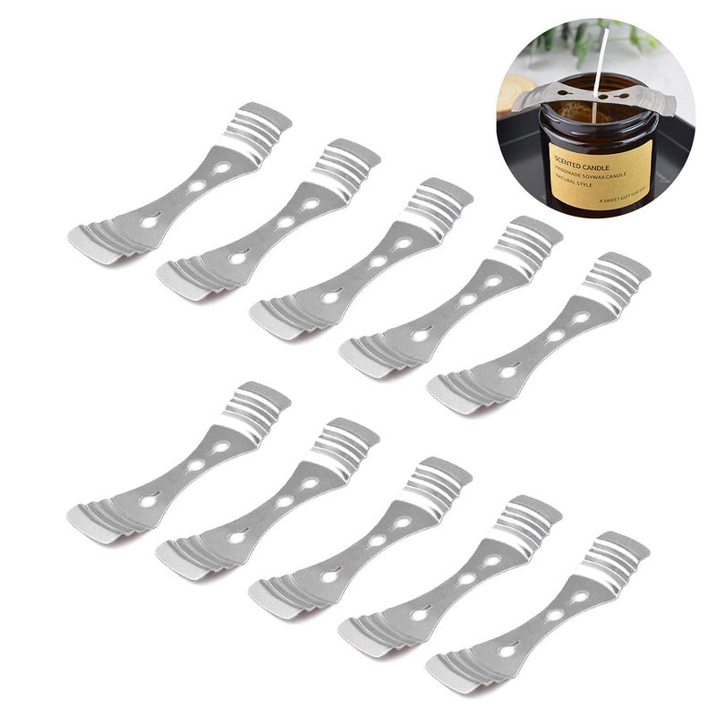 DINGPAI 20pcs Metal Candle Wick Centering Devices, Silver Stainless Steel Candle Wick Holder - Image 4