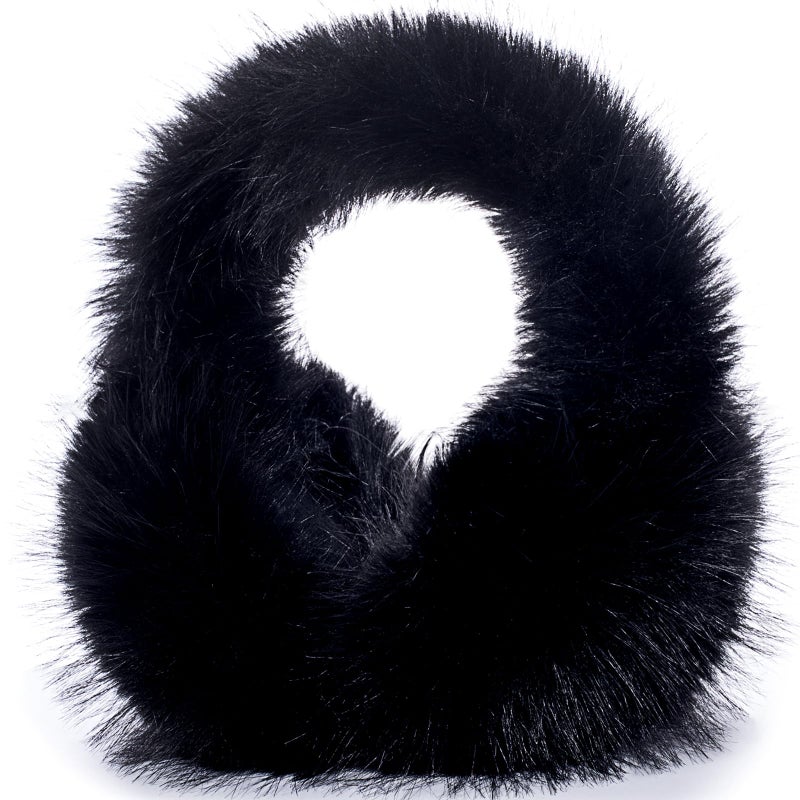 Mottico Winter Ear muffs for Women Girls, Fluffy Ear Warmer with Thick Faux Ear Covers, Foldable for Convenience! (Black) - Image 1