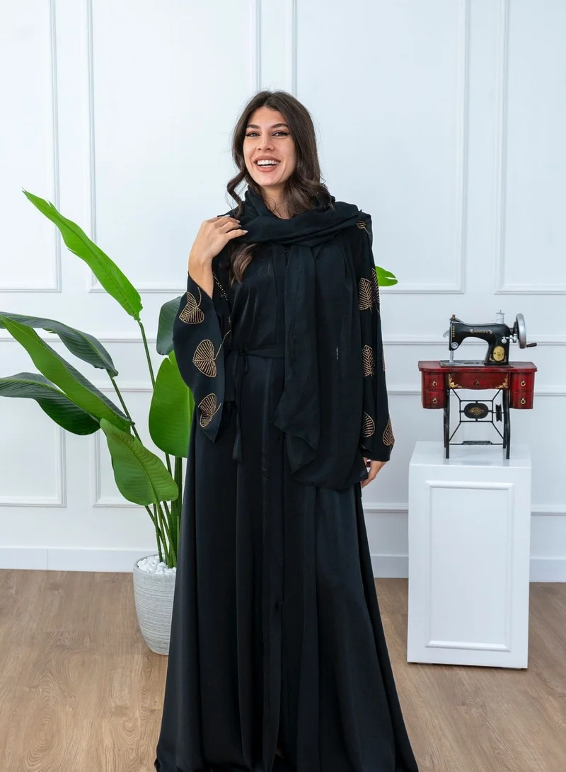AL BENT AL SHARQIEH black abaya double cloche with hijab