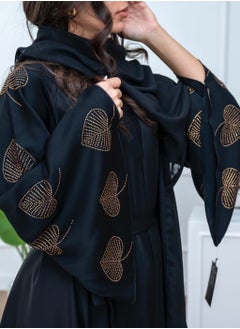 AL BENT AL SHARQIEH black abaya double cloche with hijab  - Image 2