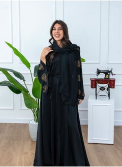 AL BENT AL SHARQIEH black abaya double cloche with hijab  - Image 4