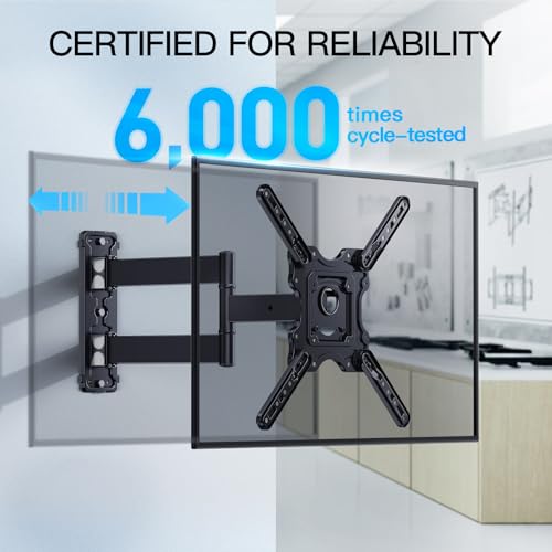 PERLESMITH Full Motion TV Wall Mount for Most 26-60 inch Flat Curved OLED 4K TVs up to 77lbs, Wall Mount TV Bracket with Swivel & Extension Arm, Tilt, Leveling, Max VESA 400x400mm, PSMFK12 - Image 3