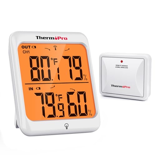 ThermoPro Indoor Outdoor Thermometer Wireless Hygrometer, 500FT Inside Outside Thermometer, Remote Temperature Monitor with Cold-Resistant Sensor, Outdoor Thermometers for Patio Home Greenhouse - Image 1