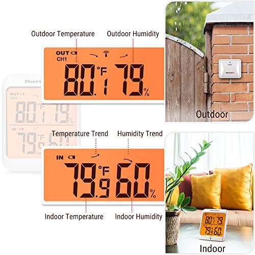 ThermoPro Indoor Outdoor Thermometer Wireless Hygrometer, 500FT Inside Outside Thermometer, Remote Temperature Monitor with Cold-Resistant Sensor, Outdoor Thermometers for Patio Home Greenhouse - Image 2