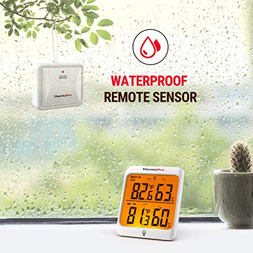 ThermoPro Indoor Outdoor Thermometer Wireless Hygrometer, 500FT Inside Outside Thermometer, Remote Temperature Monitor with Cold-Resistant Sensor, Outdoor Thermometers for Patio Home Greenhouse - Image 3