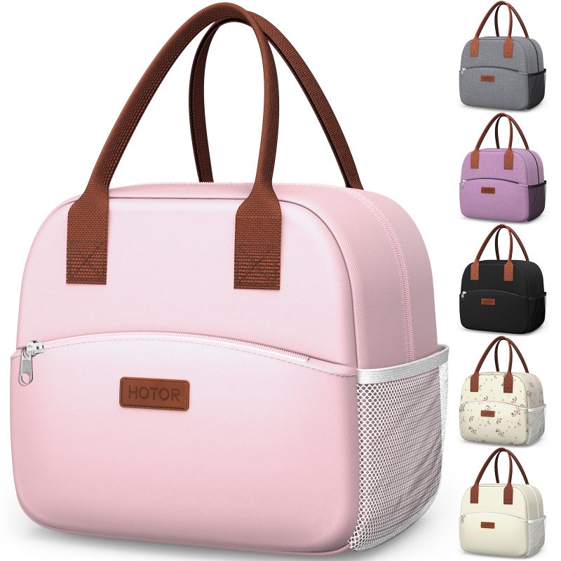 HOTOR Lunch Bag for Women & Men - Wear-Resistant Insulated Lunch Box with Large Capacity, Multi-Functional Cooler Bag for Office, Picnic, Pink, 10L, 10.60" x 5.90" x 9.50" - Image 1