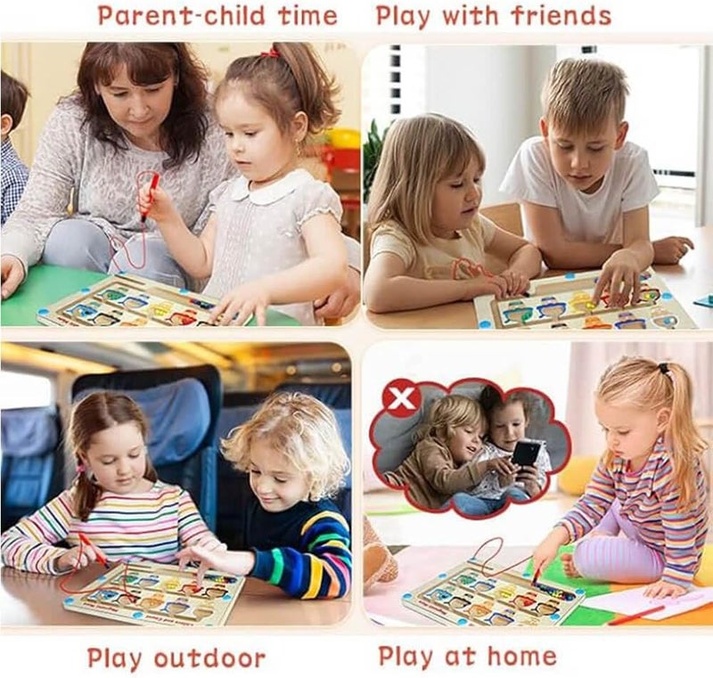 EDUTREE Montessori Magnetic Educational Toy for Kids 3-5 Years - Color and Number Maze Board, Safe Wooden Game for Fine Motor Skills, Ideal Gift for Boys and Girls - Image 4