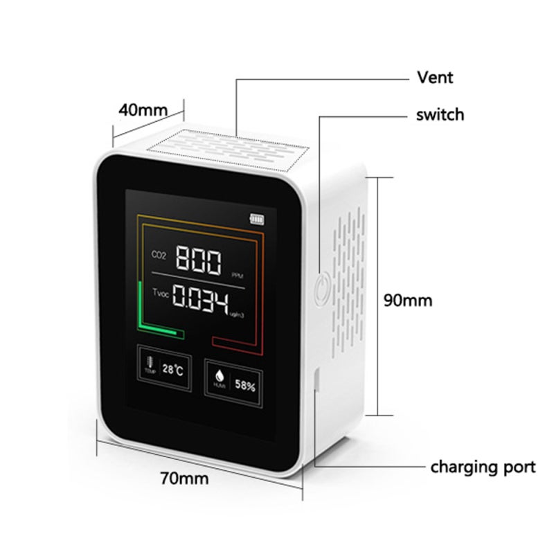 Intelligent Big Screen CO2 TVOC Temperature Humidity Multipurpose Detect Tool Portable Testing Instrument Household - Image 3