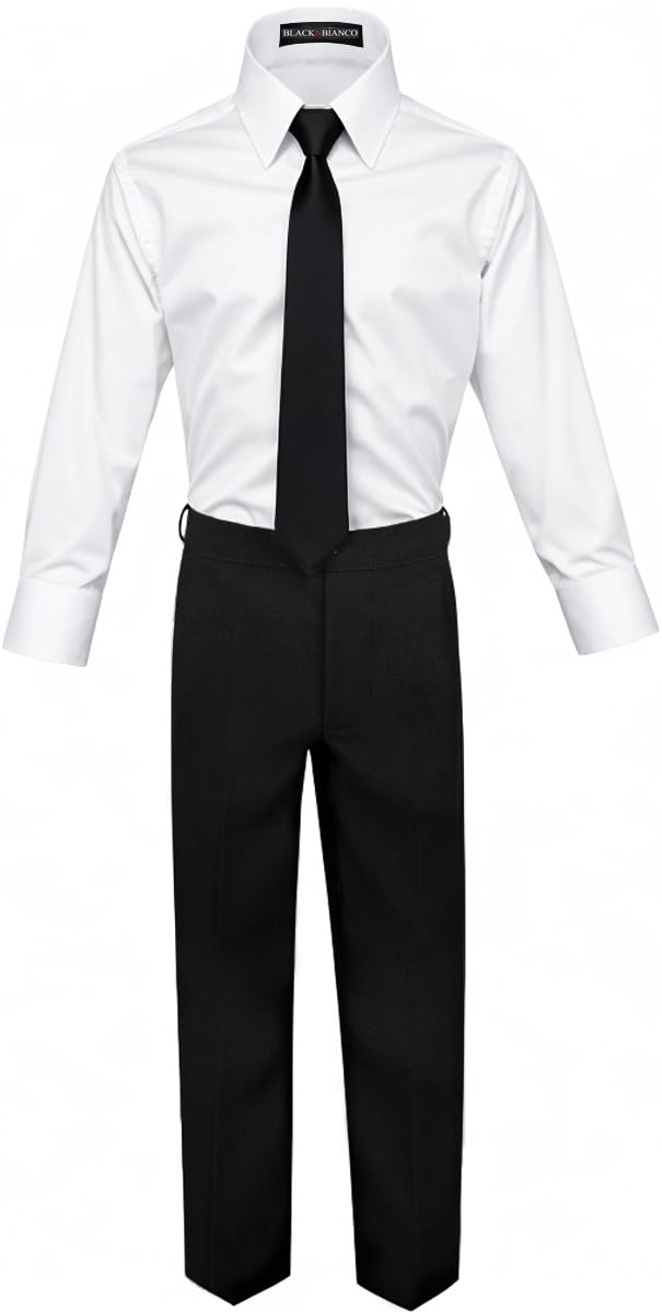 Black n Bianco بدلة توكسيدو سوداء للأولاد من بلاك إن بيانكو مع ربطة عنق بحجم 2T للأولاد الصغار - Image 4