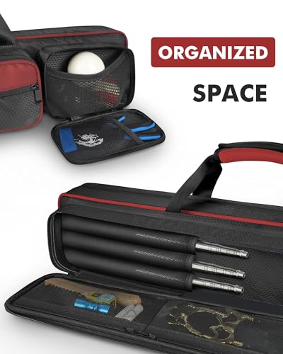 PEKREWS Pool Cue Case 4x5, Pool Stick Case with Multiple Pockets Holds 4 Butts 5 Shafts, Sturdy Pool Stick Bag with Adjustable Shoulder Straps, Billiard Cue Backpack Soft Padded for Women and Girls - Image 4