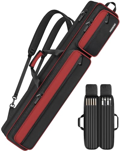 PEKREWS Pool Cue Case 4x5, Pool Stick Case with Multiple Pockets Holds 4 Butts 5 Shafts, Sturdy Pool Stick Bag with Adjustable Shoulder Straps, Billiard Cue Backpack Soft Padded for Women and Girls - Image 1